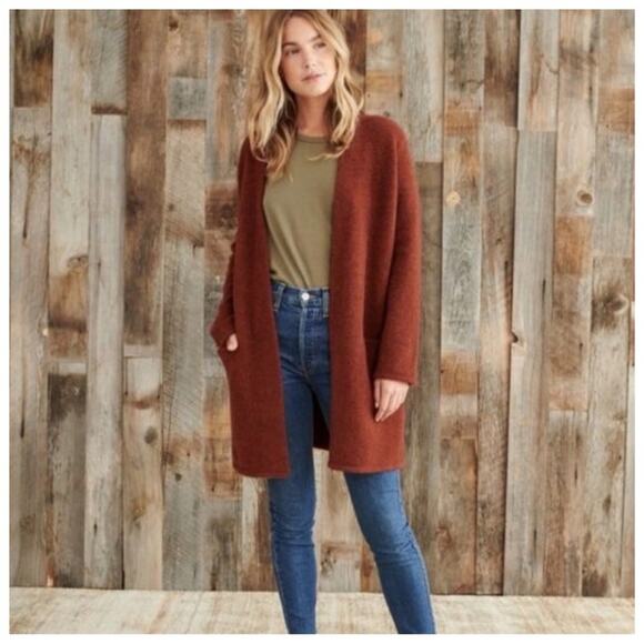 Jenni Kayne Wool Blend Sweater Coat Rust - Picture 1 of 11